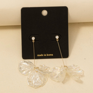 Iridescent Flower Petals Bar Dangle Earrings