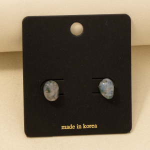 Polished Round Stone Stud Earrings