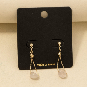 Polished Stone Bead Chain Dangle Earrings
