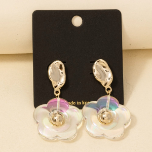 Iridescent Flower Dangle Earrings