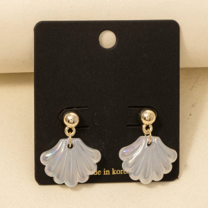 Iridescent Clam Shell Dangle Earrings