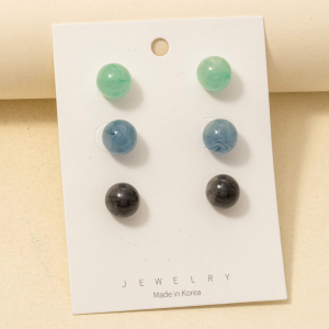 Mixed Acrylic Ball Stud Earrings Set