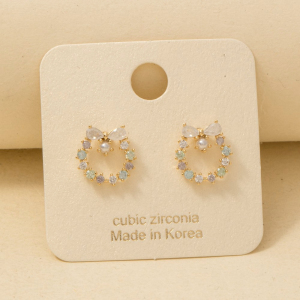 Gold Dipped Cz Tiara Circle Earrings
