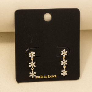Layered Cz Flower Drop Earrings