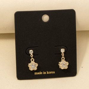 Cz Mini Flower Drop Earrings