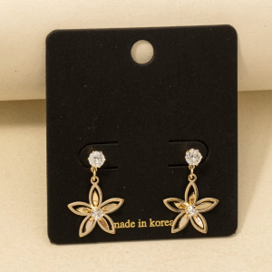 Flower Drop Cz Earrings