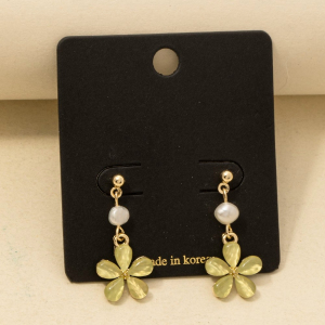 Pearl Drop Flower Dangle Earrings