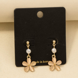 Pearl Drop Flower Dangle Earrings