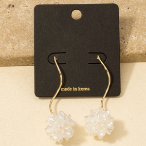 Acrlyic Cluster Ball Wavy Wire Dangle Earrings
