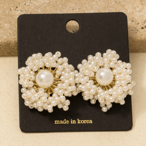 Mixed Pearl Cluster Stud Earrings