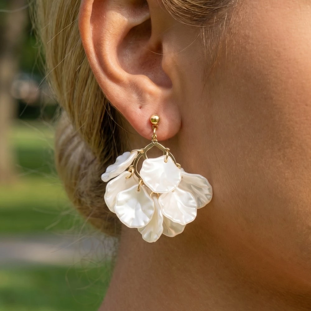 Clustered Acrylic Petals Dangle Earrings