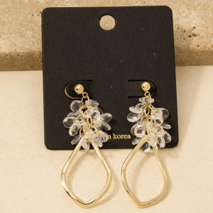 Metallic Tear And Acrylic Beads Dangle Earrings