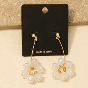 Pearl Flower Charms Dangle Earrings