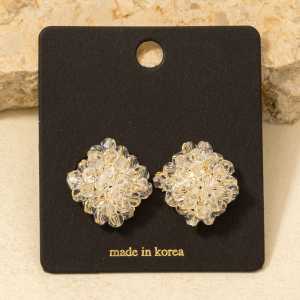 Faceted Beads Square Cluster Stud Earrings