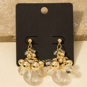 Metallic And Acrlyic Beads Dangle Earrings