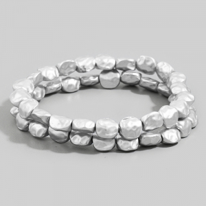 Hammered Nugget Bead Stretch Bracelet Set