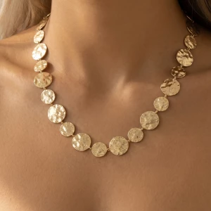 Hammered Coin Disc Station Necklace