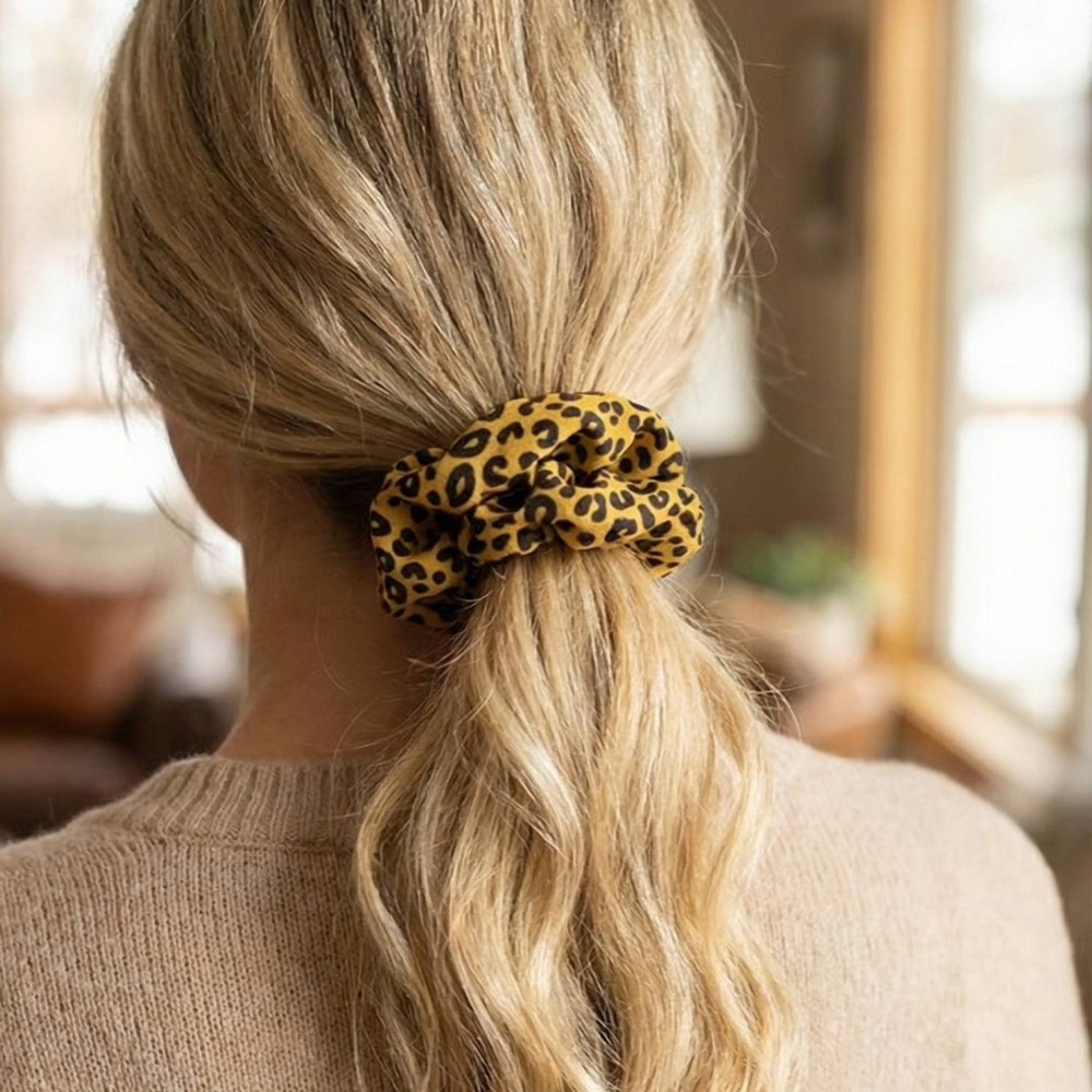 Leopard Print Hair Scrunchies Set