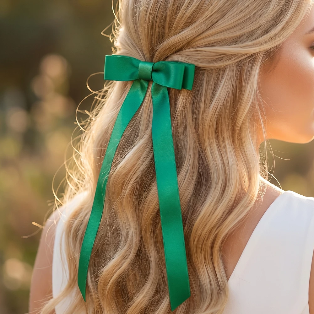 Satin Ribbon Long Tail Bow Hair Clip
