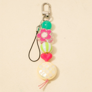 Multi Flower Beads Key Ring Keychain
