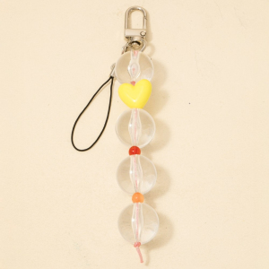 Clear Ball Beads Heart Key Ring Keychain