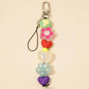 Flower Hearts Beads Key Ring Keychain
