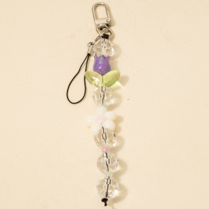 Acrylic Tulip Flower Beads Key Ring Keychain