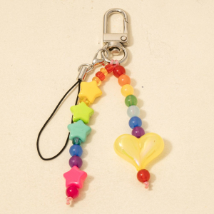 Rainbow Stars Hearts Beads Key Ring Keychain