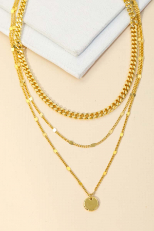 Reflective Triple Chain Necklace