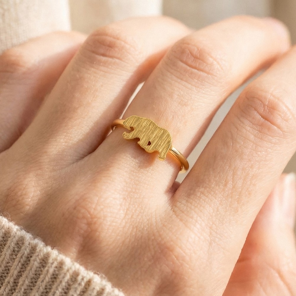 Gold Dipped Delicate Bear Adjustable Ring