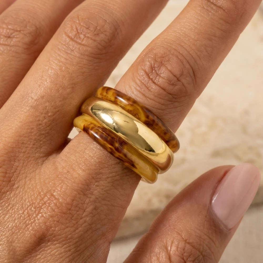 Resin And Gold Statement Ring