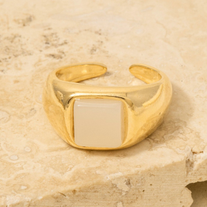 Square Resin Accent Gold Open Band Ring