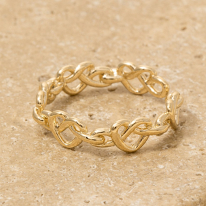 Swirly Heart Chain Open Band Ring
