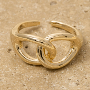 Simple Metallic Loop Knot Open Band Ring