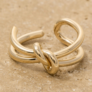 Layered Knotted Open Band Ring