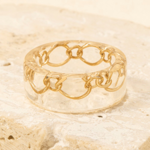 Gold Chain Inlay Clear Resin Ring