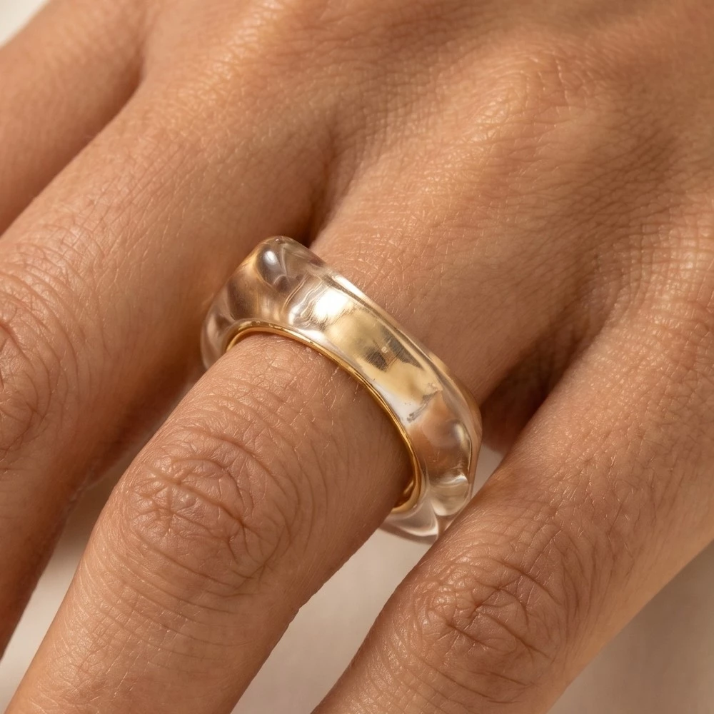 Gold Ring Inlay Clear Resin Ring