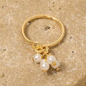 Pearl Bead Charms Latch Lock Band Ring