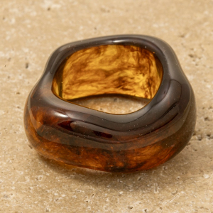 Warped Shape Amber Acrylic Band Ring
