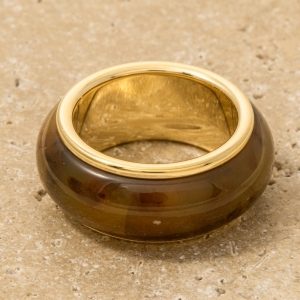 Metallic Lined Amber Acrylic Band Ring