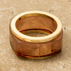 Square Acrylic And Metallic Layered Band Rings Set
