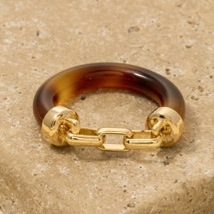 Chain Accent Tortoise Shell Band Ring