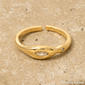 Cz Stud Minimalist Adjustable Ring