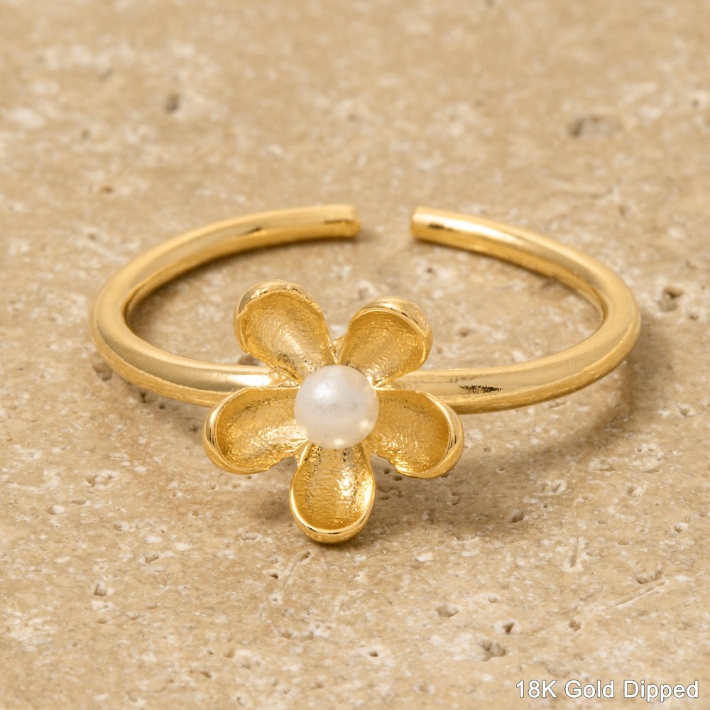 Pearl Flower Adjustable Ring
