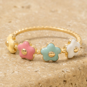 Gold Dipped Enamel Flower Station Ring