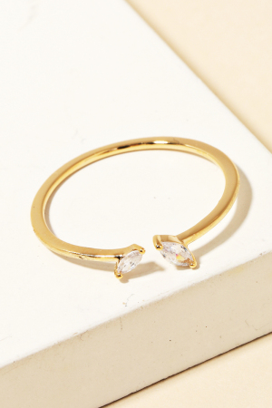 Gold Dipped Rhinestone Stud Open Ring