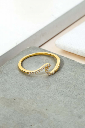 Delicate Studded Wave Ring