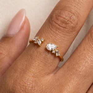 Cz Cluster Open Adjustable Ring