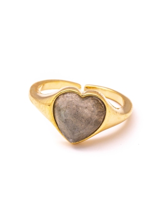 Semi Precious Stone Heart Ring