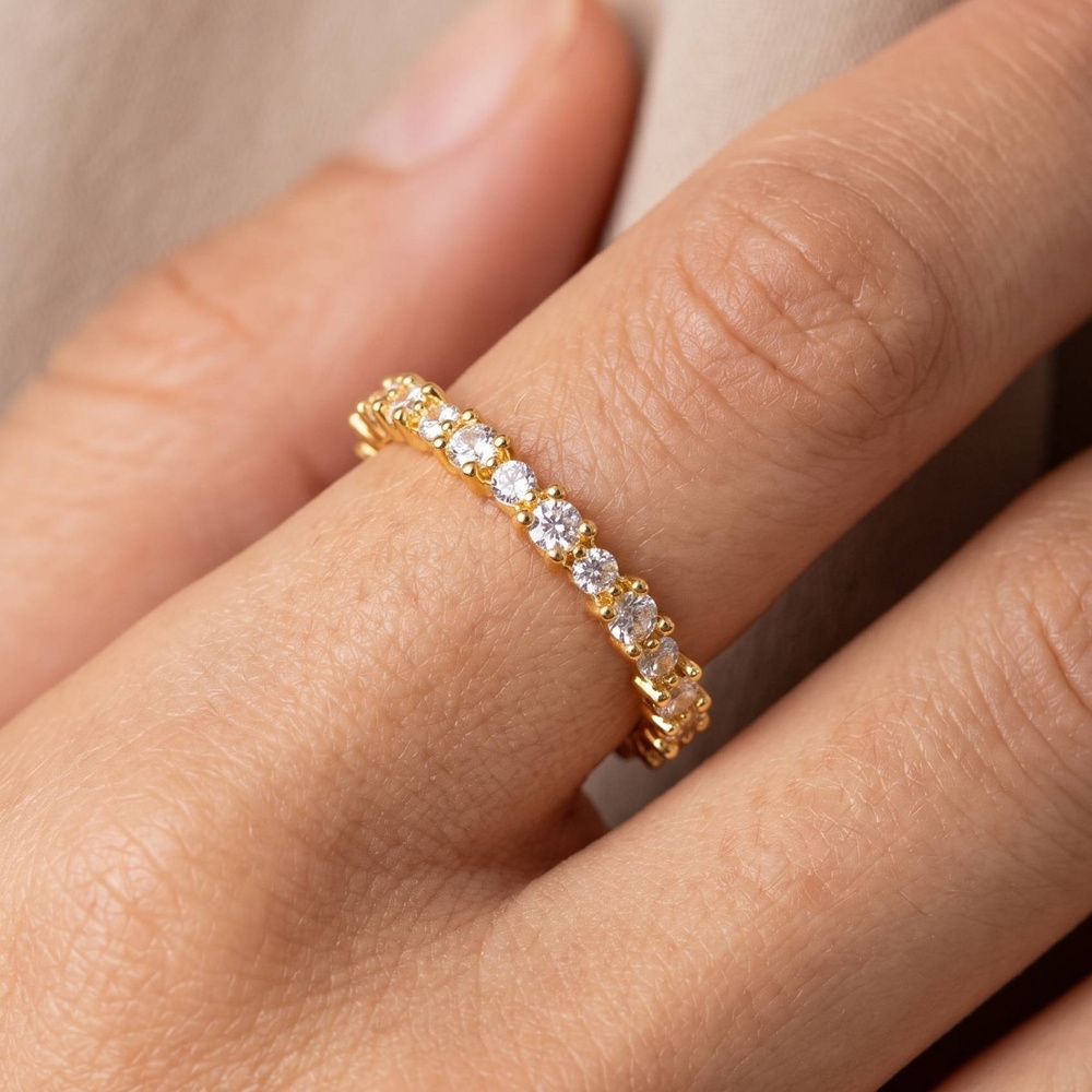 Full Coverage Cz Pave Eternity Band Ring
